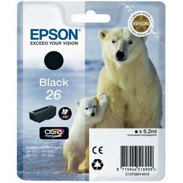 Epson T2601 (26) Negro Cartucho de Tinta Original - C13T26014012