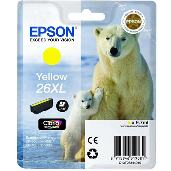 Epson T2634 (26XL) Amarillo Cartucho de Tinta Original - C13T26344012