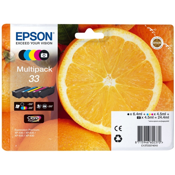 Epson T3337 (33) Pack de 5 Cartuchos de Tinta Originales - C13T33374011
