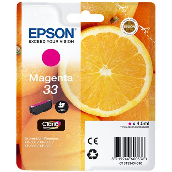 Epson T3343 (33) Magenta Cartucho de Tinta Original - C13T33434012