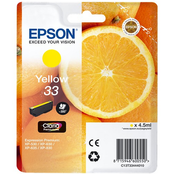 Epson T3344 (33) Amarillo Cartucho de Tinta Original - C13T33444012