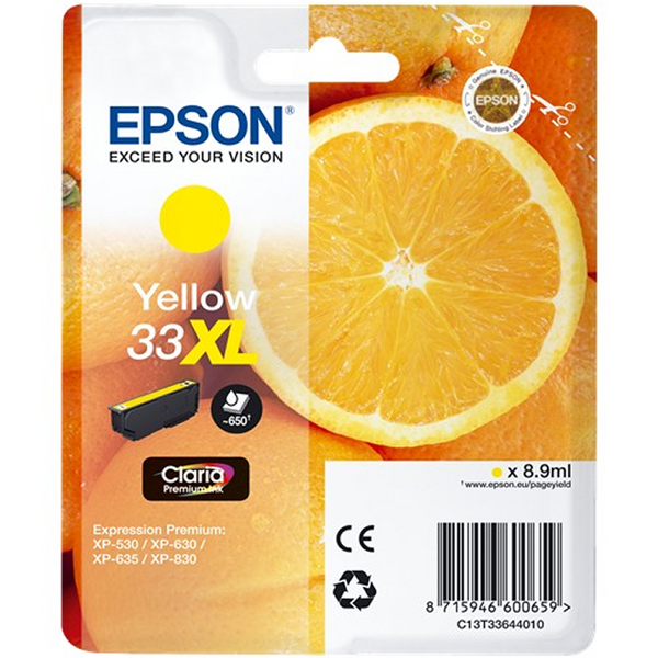 Epson T3364 (33XL) Amarillo Cartucho de Tinta Original - C13T33644012