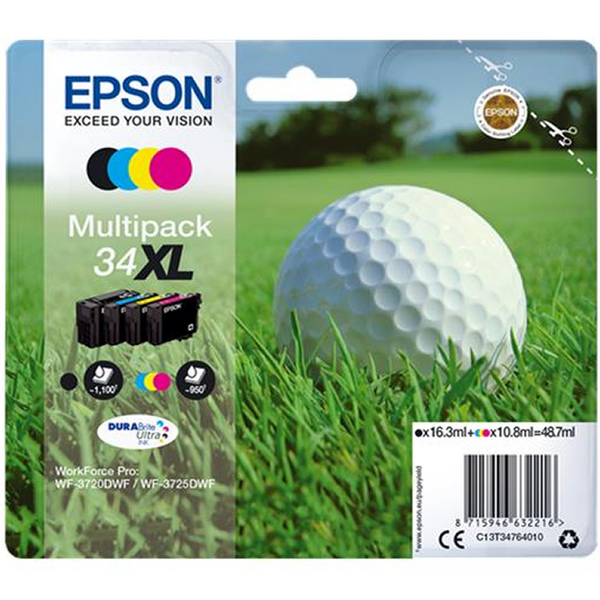 Epson T3476 Pack de 4 Cartuchos de Tinta Originales - C13T34764010