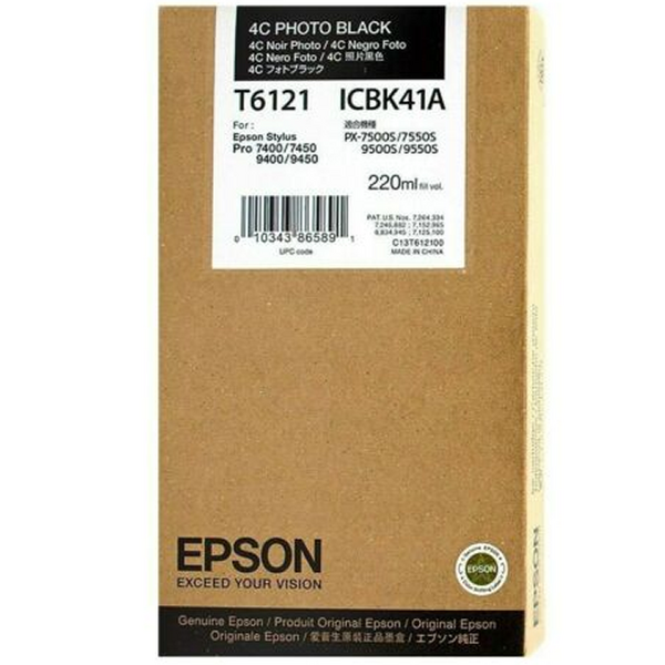 Epson T6121 Negro Photo Cartucho de Tinta Original - C13T612100