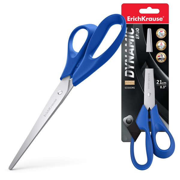 Erichkrause Dynamic Tijeras de Acero Inoxidable 21cm - Afilado Doble Avanzado - Resistente a la Corrosion - Mangos Ergonomicos -