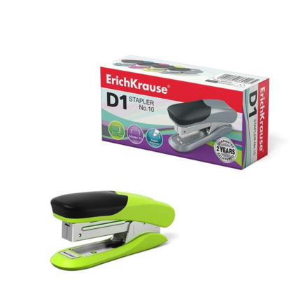 Erichkrause Grapadora nº10 D1 - Hasta 20 Hojas - Plastico Resistente a Golpes - Mecanismo de Acero de Alta Calidad - Color/Diseño Variado