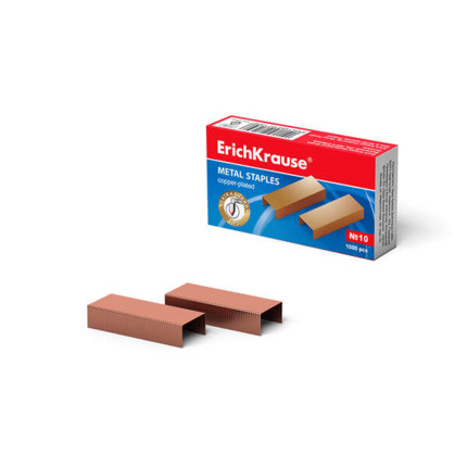 Erichkrause Grapas de Cobre nº10 - 1000 Grapas - Alta Resistencia y Facil Engrapado - Resistente a La Corrosion - Color Cobre