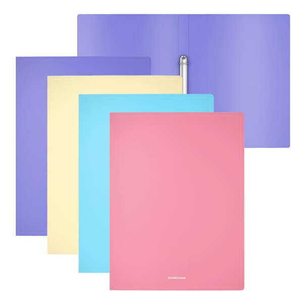 Erichkrause Matt Pastel Pack de 4 Carpetas con 2 Anillas de 24mm TamaÃ±o A4 - Colores Surtidos