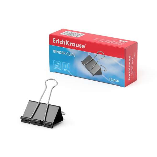 Erichkrause Pack de 12 Pinzas para Papeles 32mm - Capacidad hasta 145 Hojas - Resistente a la Corrosion - Alta Resistencia - Col