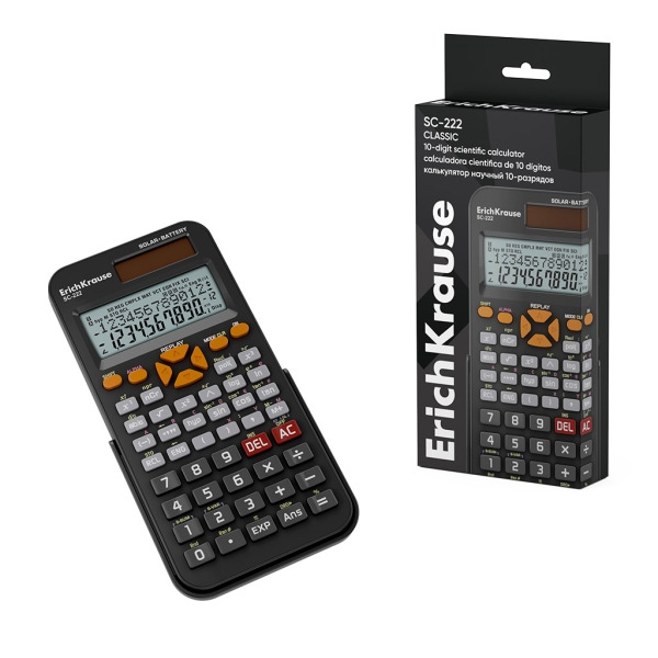 ErichKrause SC-222 Classic Calculadora Cientifica con Pantalla LCD de 10 Digitos - 240 Funciones Integradas - Alimentacion Solar