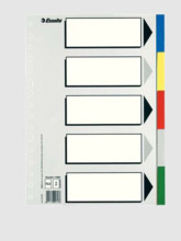 Esselte 613 Bolsa de 5 Separadores de Plastico - 5 PestaÃ±as / 5 Colores - Multitaladro - Formato Folio