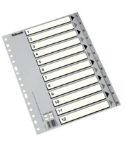 Esselte Indice Numerico de Plastico - PestaÃ±as 1 al 12 - Multitaladro - Formato Folio - Color Gris