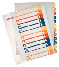 Esselte Indice para Proyectos Imprimible A4 Maxi Tipo 1-12 Multicolor - Multitaladro - Material PP Rigido 300 Micras, Portada 35