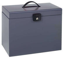 Esselte Maletin Home-Box A4 Metalico - 5 Carpetas - Asa y Cerradura con Llave - Color Gris Antracita