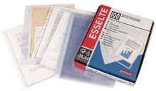 Esselte Pack de 100 Fundas Porta Documentos Multitaladro PP - TamaÃ±o Folio - Calidad Luxe Cristal Liso Extra - Transparente