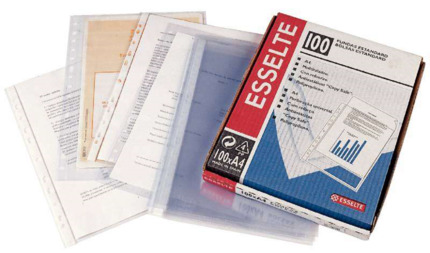 Esselte Funda Porta Documentos Folio - PP - Calidad Luxe Cristal Liso Extra - Multitaladro-16 - Caja 100 - Transparente