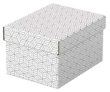 Esselte Pack de 3 Cajas PequeÃ±as de Almacenamiento con Tapa 200x150x255mm - Carton 100% Reciclado y Reciclable - DiseÃ±o Blanco