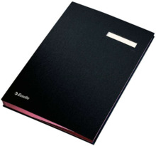 Esselte Portafirmas con 20 Separadores - Cubiertas Forradas de Plastico - Ventana Transparente en el Separador - Color Negro