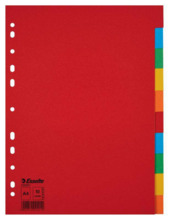 Esselte Separadores Carton A4 Multitaladro 150gr - 10 PestaÃ±as 5 Colores - Presentacion en Bolsa Individual