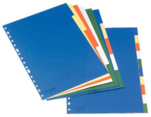 Esselte Separadores Plastico A4 con Cartulina Indice Blanco Negro - 10 PestaÃ±as - Multitaladro - 5 Colores