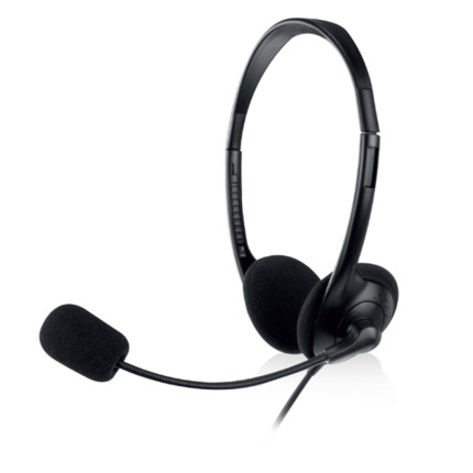 Ewent Auriculares Estereo - Microfono Integrado - 2x Jack de 3.5mm - Cable de 2.1m - Color Negro