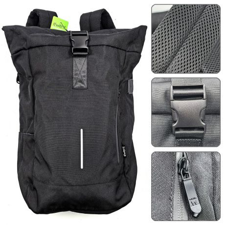 Ewent EW2536 Trendy Roll Mochila para Portatil hasta 17,3" - Imprermeable - Correa para Trolley - Espalda y Hombros Transpirable