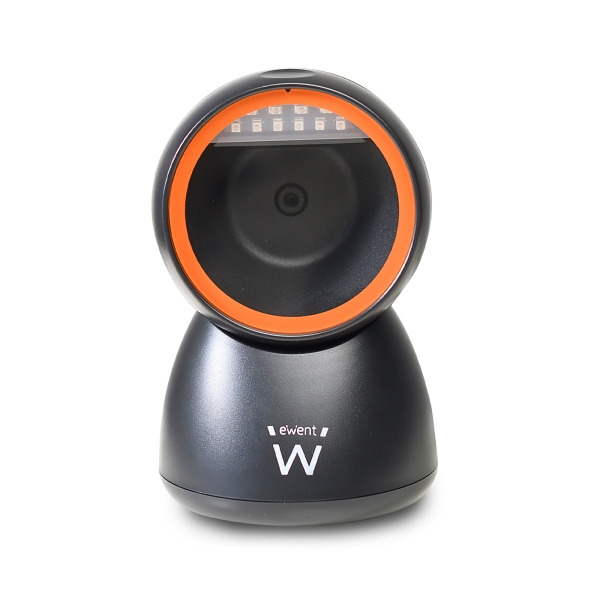 Ewent Lector de Codigos de Barras de Sobremesa - 1D 2D QR - Manos Libres - Resistente a Caidas - Plug and Play - Color Negro/Nar