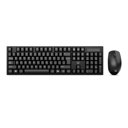 Ewent Pack Teclado + Raton Inalambricos - Receptor USB-A 2.4Hz - 1000dpi - Disposicion Italiana QWERTY IT - Incluye Pilas AA/AAA - Modo de Ahorro de Energia - Alcance hasta 10m - Color Negro