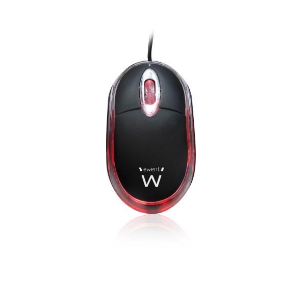 Ewent Raton Minioptico USB - Mini Raton Optico USB - 1000dpi - Cable de 1.15m - Plug and Play - 3 Botones - Color Negro
