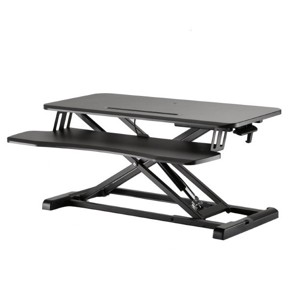 Ewent Soporte Elevador para Monitor - Amplia Superficie de 80x40cm - Altura Ajustable - Resorte de Gas - Bandeja para Teclado -