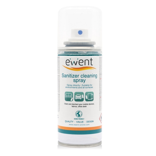Ewent Spray Desinfectante para Superficies - 400ml - Formula con Detergente - Antiolores - Color Transparente