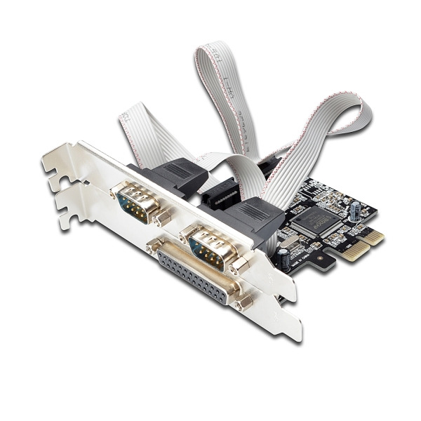 Ewent Tarjeta de Interfaz PCI-Express - Combo Conexion en Serie y en Paralelo - 2xD-sub 9 Macho - 1x D-sub 25 Hembra - Color Alu