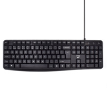 Ewent Teclado con Cable USB - Disposicion Portuguesa QWERTY PT - Cable de 1.35m - Teclas de Bajo Perfil y Silenciosas - Color Ne