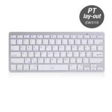 Ewent Teclado de Viaje - Modo Ahorro de Energia - Bluetooth 3.0 - Disposicion Portuguesa QWERTY PT - Alcance hasta 10m - Color P