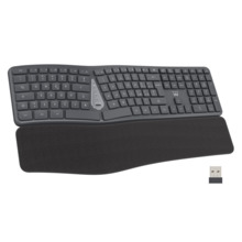 Ewent Teclado Inalambrico - Ergonomico - Bateria de Litio Recargable de 300mAh - Disposicion Portuguesa QWERTY PT - Teclas de Ba