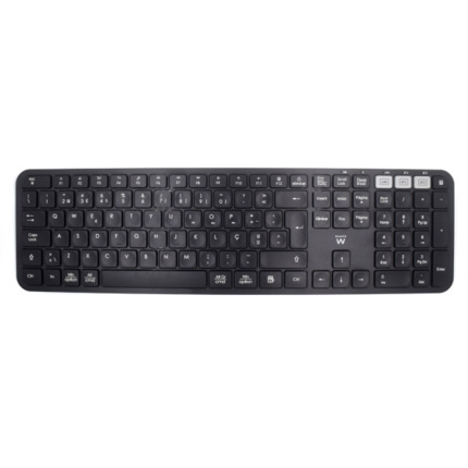 Ewent Teclado Inalambrico - Modo Ahorro de Energia - Disposicion Portuguesa QWERTY PT - Receptor USB-A 2.4Hz - 1x Bateria AAA (Incluida) - Alcance hasta 10m - Color Negro