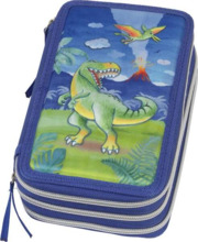 Faber-Castell DiseÃ±o Dinosaurio Estuche de 3 Pisos con Contenido de Serie: Goma de Borrar, Sacapuntas, Lapiz de Grafito HB, 2 B
