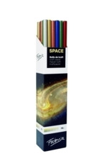 Fabrisa Space 6C Expositor de 30 Rollos de Papel Regalo - Papel Kraft Verjurado de 70gr - Medidas del Rollo 1x3m - Colores Metal
