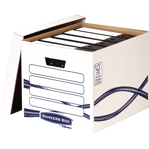 Fellowes Bankers Box Basic Maxi Contenedor de Archivos - Montaje Manual - Carton Reciclado Certificacion FSC