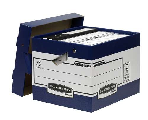 Fellowes Bankers Box Contenedor de Archivos con Asas Ergonomicas Ergo Box - Montaje Automatico Fastfold - Carton Reciclado Certi
