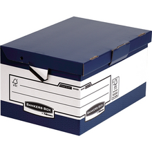 Fellowes Bankers Box Contenedor de Archivos - Montaje Automatico Fastfold - Carton Reciclado Certificacion FSC - Color Gris