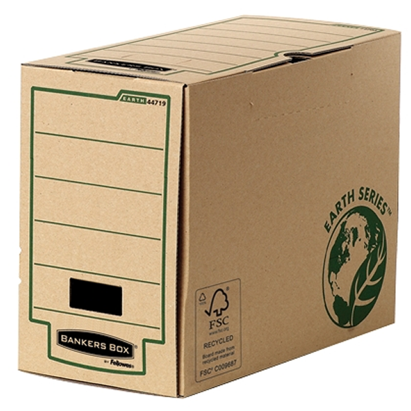 Fellowes Bankers Box Earth Caja de Archivo Definitivo Folio 150mm - Montaje Manual - Carton Reciclado Certificacion FSC - Color