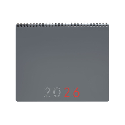 Finocam Agenda Planificador Internacional - Anual 2026 - Espacio para Escribir - 250x13x200mm - Mes Vista - Color Gris