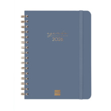 Finocam Alma Agenda - Anual 2026 - con Espiral - Formato E10 - 172x19x220mm - Semana Vista Horizontal - Color Azul