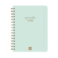 Finocam Alma Agenda - Anual 2026 - con Espiral - Formato E10 - 172x19x220mm - Semana Vista Horizontal - Color Menta