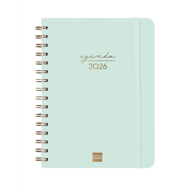 Finocam Alma Agenda - Anual 2026 - con Espiral - Formato E10 - 172x19x220mm - Semana Vista Horizontal - Color Menta
