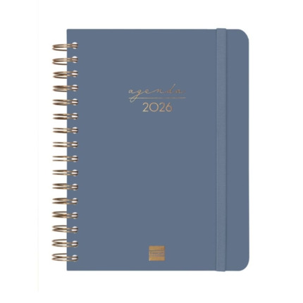 Finocam Alma Agenda - Anual 2026 - con Espiral - Formato E10 - 180x30x220mm - 1 Dia por Pagina - Color Azul