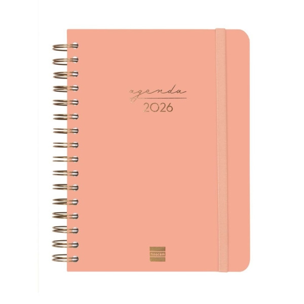Finocam Alma Agenda - Anual 2026 - con Espiral - Formato E10 - 180x30x220mm - 1 Dia por Pagina - Color Coral