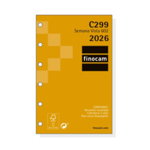 Finocam C299 Recambio para Agendas Classic - Anual 2026 - Hojas Microperforadas - Formato 602 - 73x6x114mm - Semana Vista Horizo