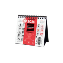 Finocam Calendario de Sobremesa - Anual 2026 - 110x40x140mm - Numeros Grandes - Color Blanco y Rojo